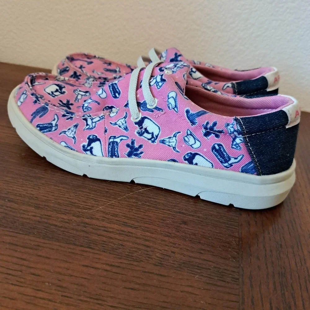 Ariat Hilo Kids Pink Western Cactus Print Slip On Loafers Shoes 10061122 Size 3M